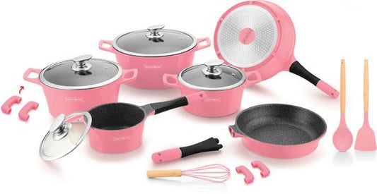 14 pcs, cookware set,  pink, Royalty Line