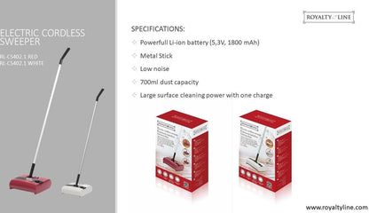 Low noise, electric broom, cordless sweeper, Royalty Line CS402.1
