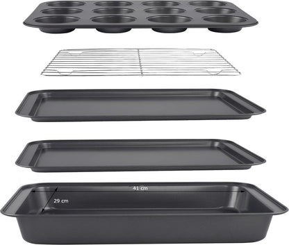 Royalty Line 5RB 5-Piece Bakeware Set – 4 Trays & Rack