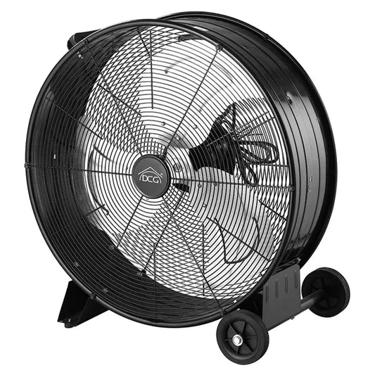 240W, 66cm Floor Fan, Industrial High Velocity, Metal Blades, Black