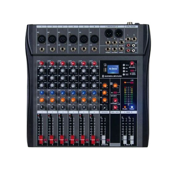 6-channel, Professional Mixer,  with DSP effects and Bluetooth/USB