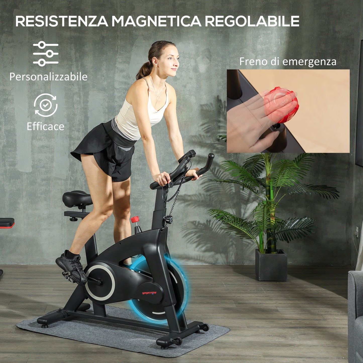Magnetic Exercise Bike with 10kg Flywheel, Adjustable Seat and Handlebars, LCD Monitor, Tablet Holder, Black