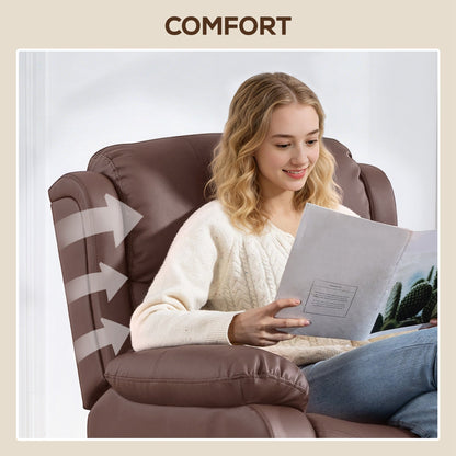 Reclining Relaxing Chair with 8 Massage Points, Heating and Footrest, 87x97x100 cm, Brown