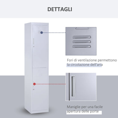 4-Shelf Cabinet with 2 Doors and Safety Lock, Office, Garage, Workshop, Cold-Rolled Steel, 38 x 46 x 180 cm, Grey