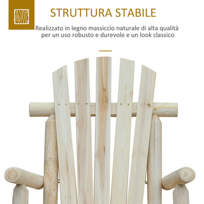 Garden Rocking Chair, Adirondack Style, Fir Wood, Ergonomic Design, Wood Color 96x66x98cm