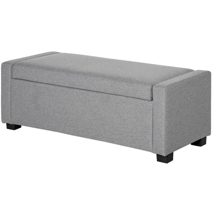 Fabric Bedside Bench with Storage Compartment, 120x50x44cm - Grey