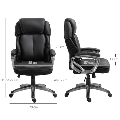 Ergonomic office armchair with headrest, adjustable height and swing, swivel chair with wheels, 68x76x117-125cm, black
