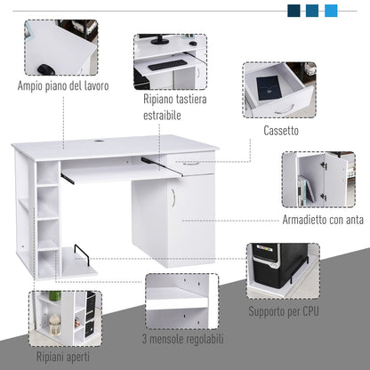 desk for ergonomic pc with shelves and white removable keyboard plane