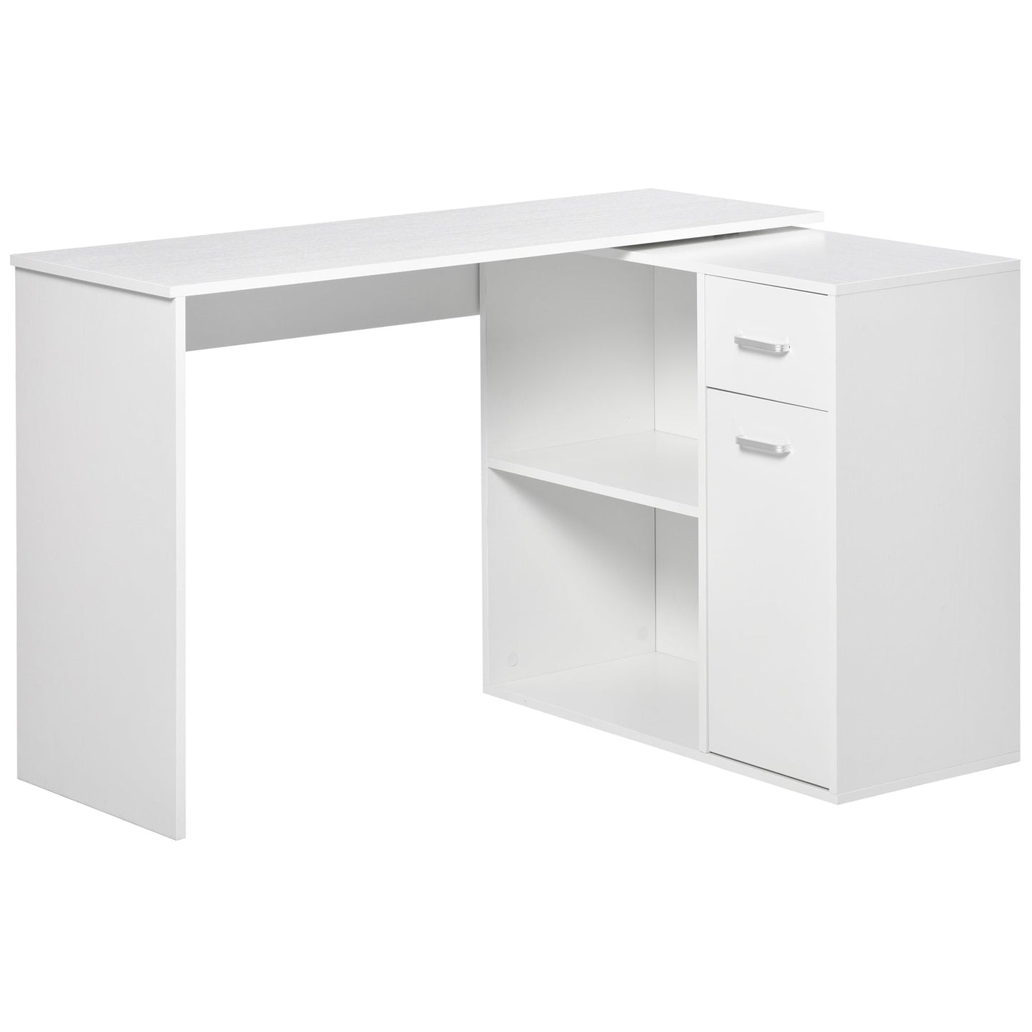 Corner Desk / Standard Desk with removable drawers and 360 ° White Shelf