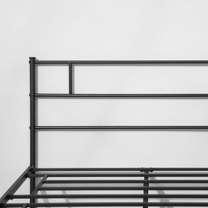 Black Double Bed in Metal/Steel | 160x200cm with Slats, headboard and footboard