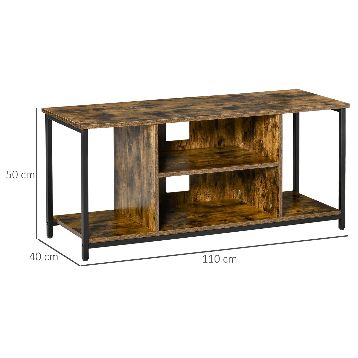 Mobile TV up to 55 '' with open shelves Low cabinet from industrial style lounge - rustic brown