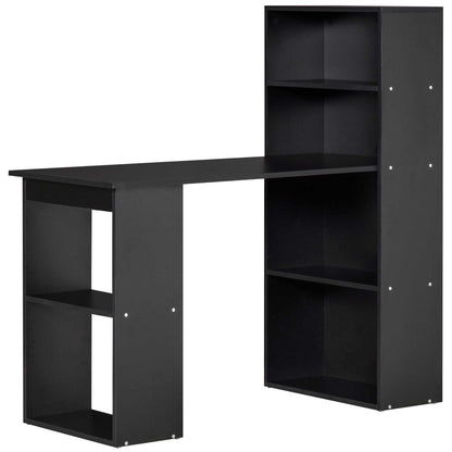Wooden PC Desk with 6 Side Storage Shelves, 120x55x120 cm, Black