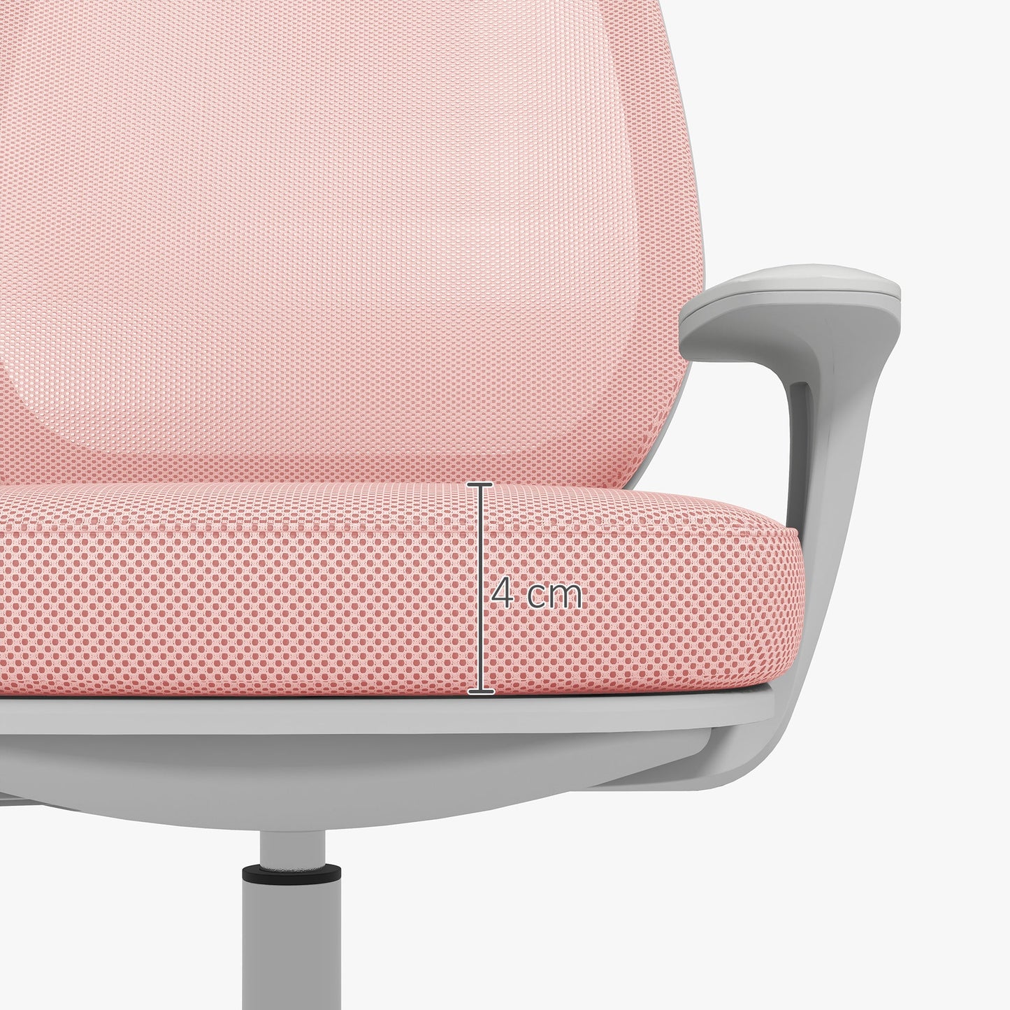 Ergonomic office chair and reclining at adjustable height with 5 wheels, 55x48x82.5-94.5 cm, pink