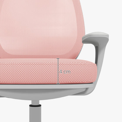 Ergonomic office chair and reclining at adjustable height with 5 wheels, 55x48x82.5-94.5 cm, pink