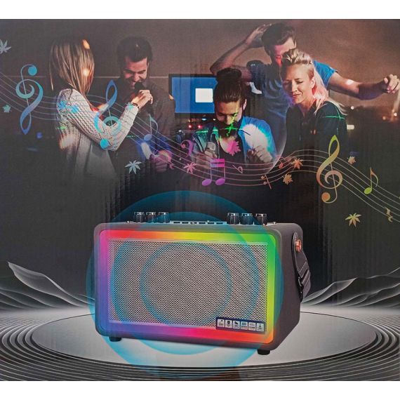 Portable Karaoke System with Light Effects 2 Wireless Microphones