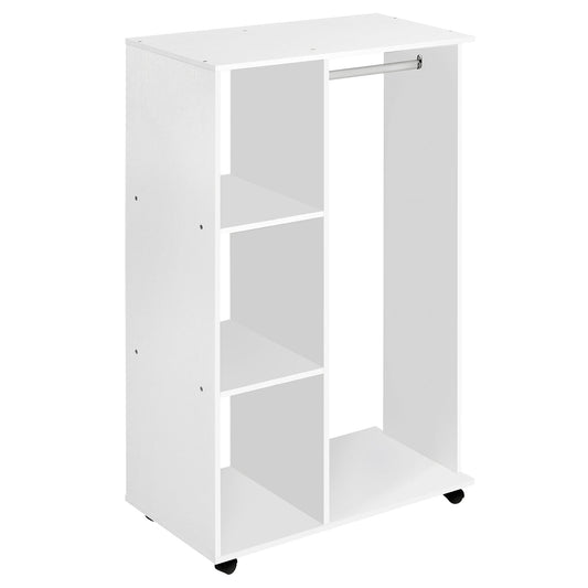 Wardrobe Cabinet with Wheels Wooden, White, 80x40x128cm