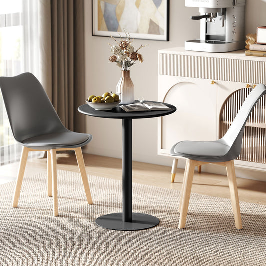Round Kitchen Table for 2 People with a Modern Design in Steel, Ø60x72 cm, Black