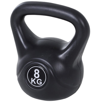 8kg Kettlebell for Sports and Fitness with Flat Base and Handle, Kettlebell Weights for Home Gym Training, 22x17x24 cm, Black