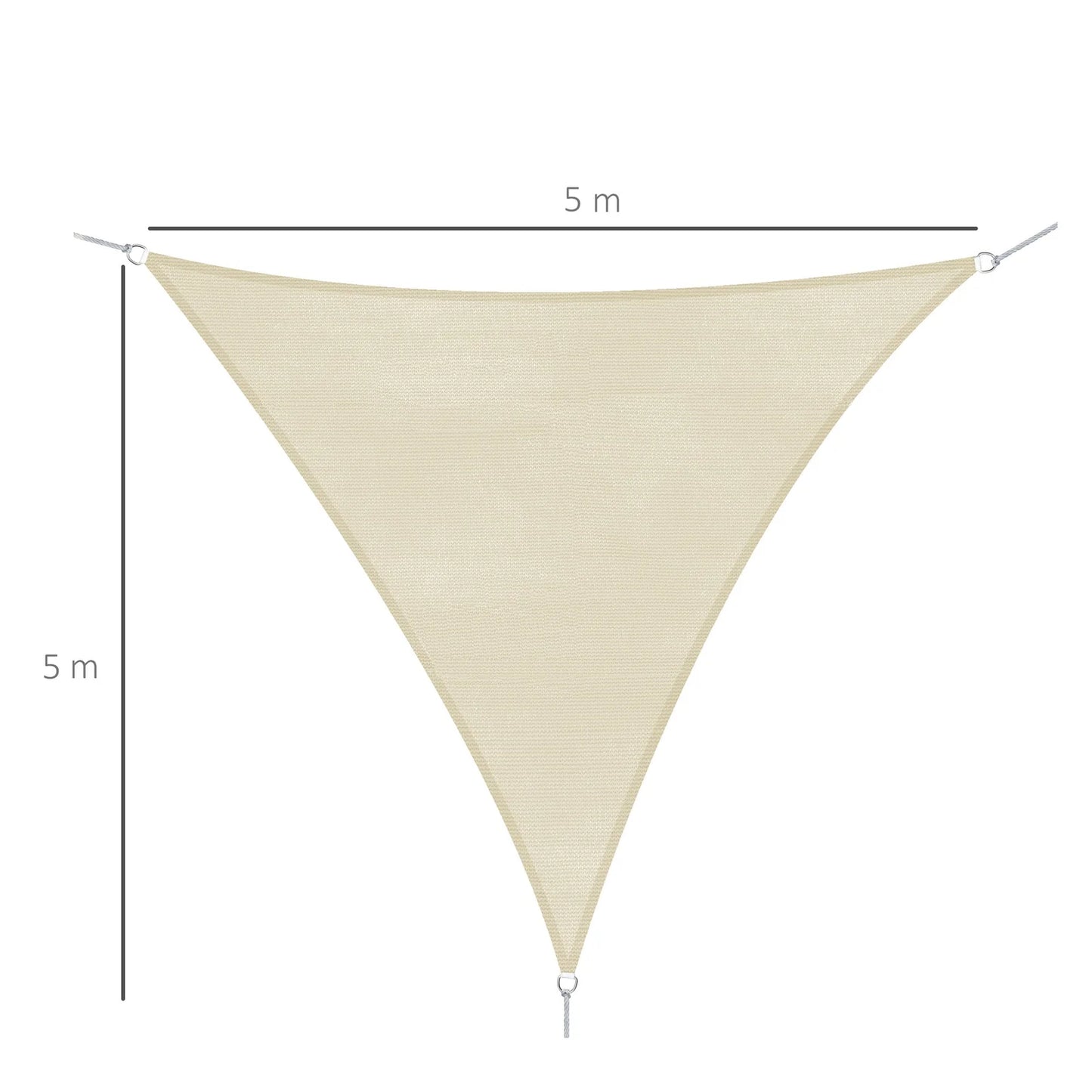 Triangle Sail Shade 5×5×5 m HDPE Fabric – Cream, 90% UV Block, Water Resistant