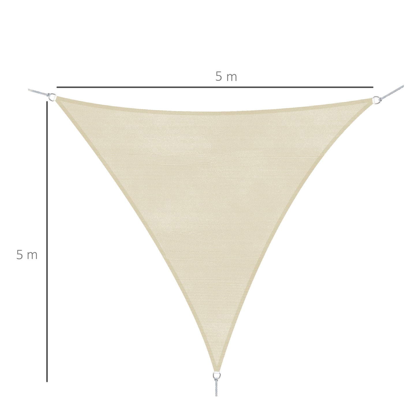 Triangle Sail Shade Lightweight Water Resistant Fabric Blocks 90% UV Rays HDPE (High Density Polyethylene) Cream 5x5x5m