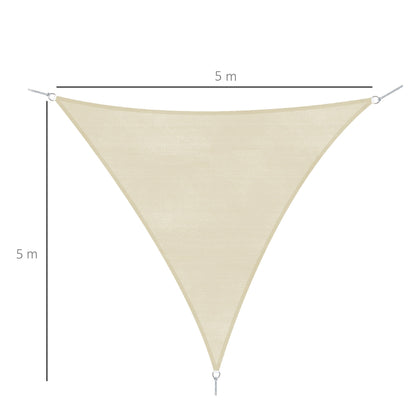 Triangle Sail Shade Lightweight Water Resistant Fabric Blocks 90% UV Rays HDPE (High Density Polyethylene) Cream 5x5x5m