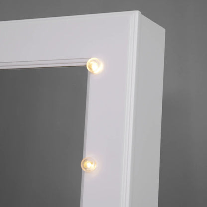 Jewellery Cabinet Adjustable Mirror Jewellery Box 20 LED Lights, Wood, White, 40x37x146 cm