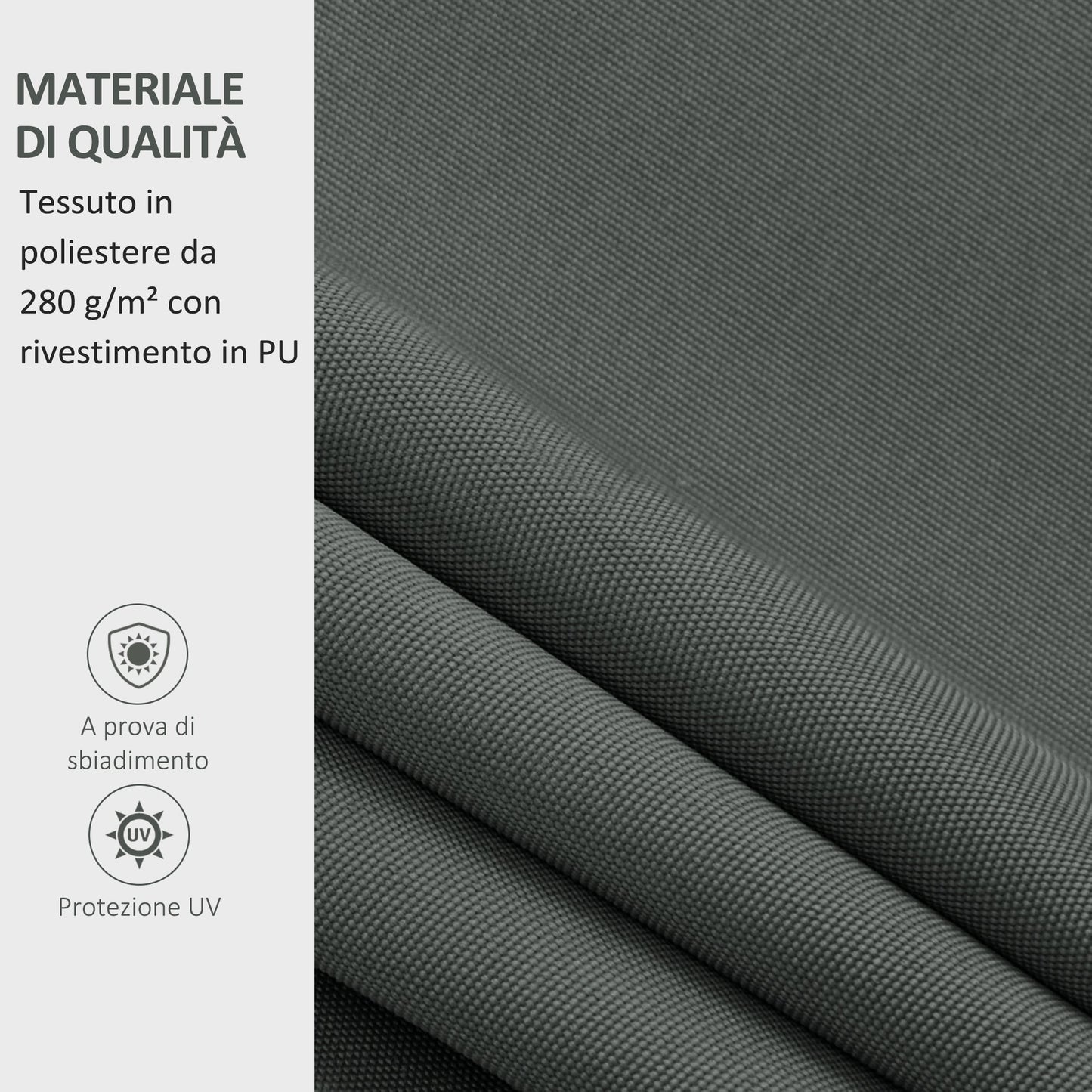 4x2.5m Anti-UV Polyester Retractable Awning Replacement Cover, Grey (Cover Only)