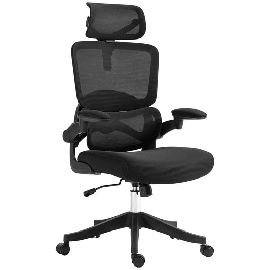 Height Adjustable Office Chair with Tilt and Lumbar Support, 62x58x120-133 cm, Black