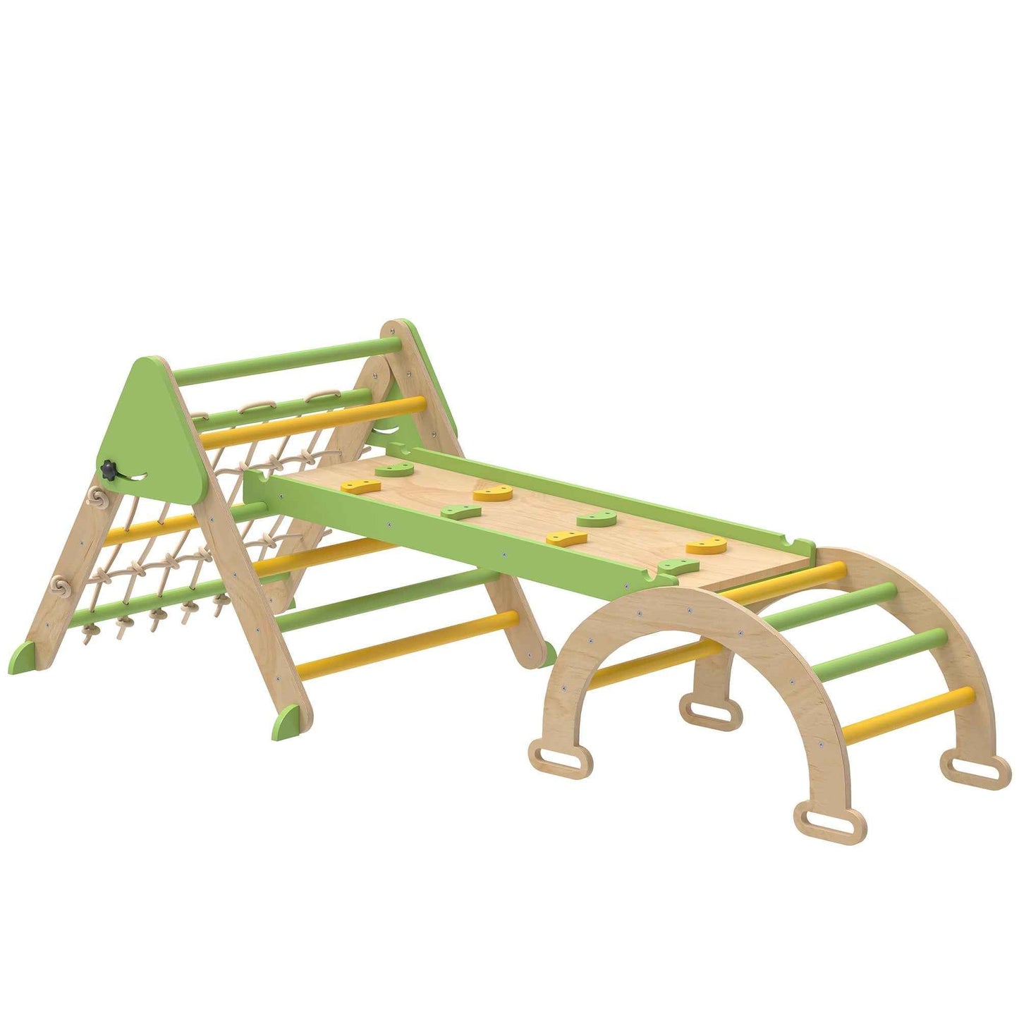 8-in-1 Children's Play Set with Triangle, Smooth Wall and Arch, Made of Poplar and Pine Wood, 191.5 x 74.5 x 63 cm