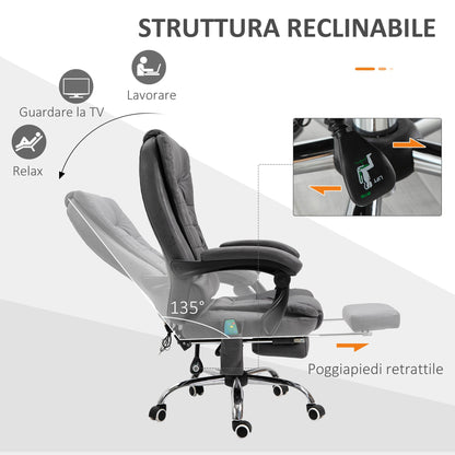 Office Chair Massage and Recliner with Heat and Adjustable Height, Grey