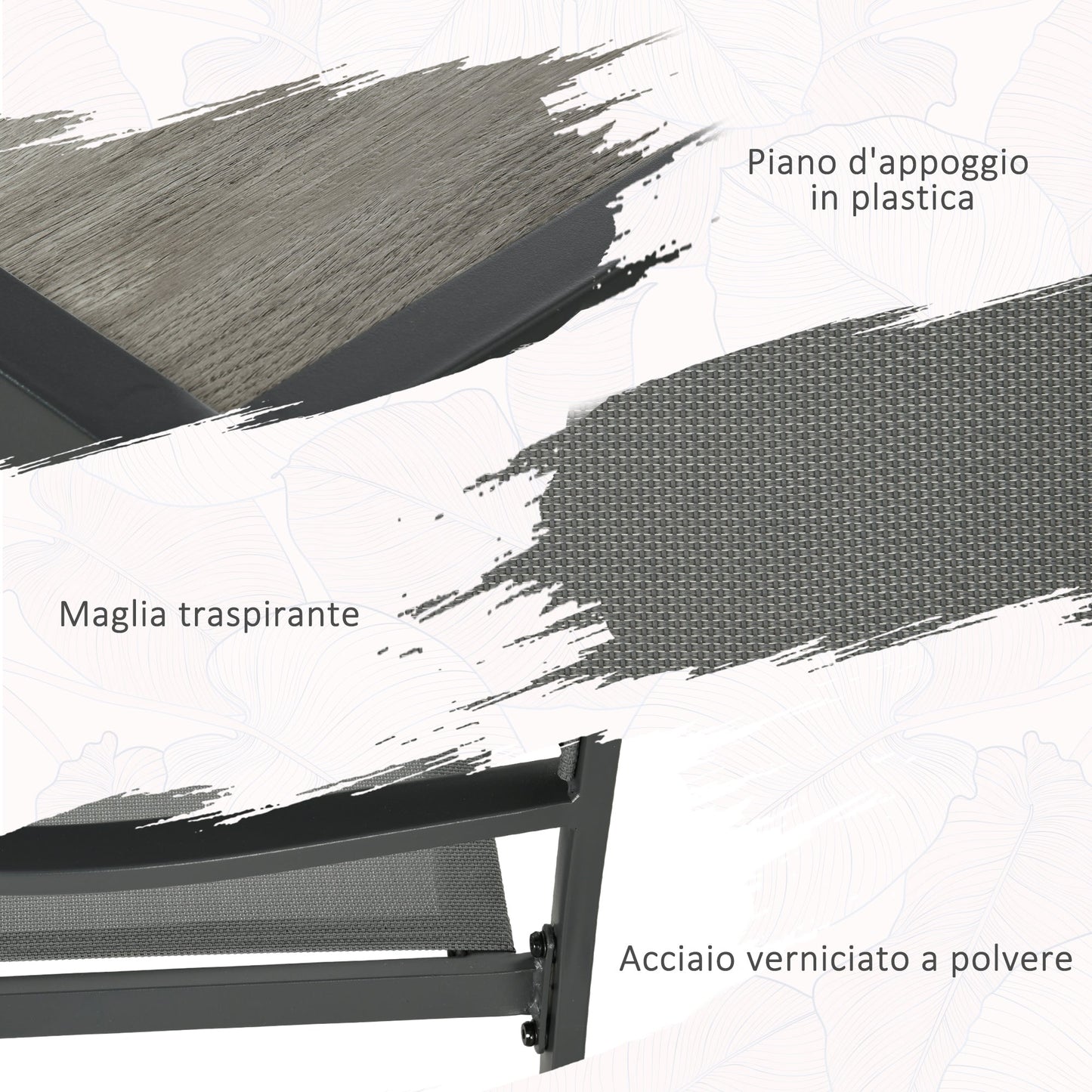 Garden Set with 6 Stackable Mesh Fabric Chairs and Wood Effect Table, Grey