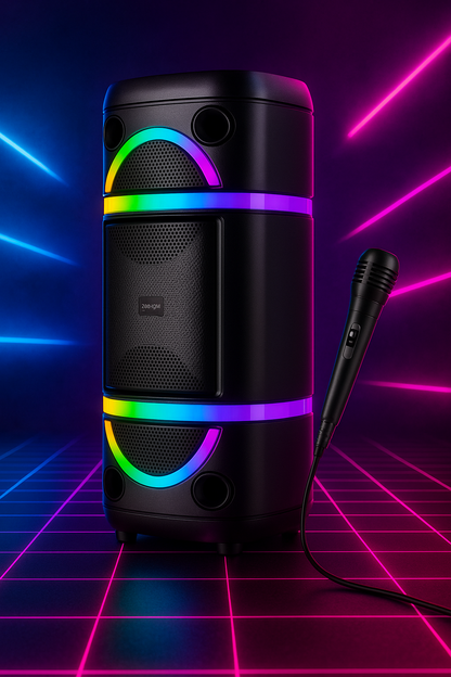 2x8" 40W Rechargeable Speaker with LED Lights & Microphone – KK-8207