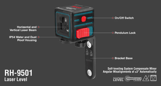 50MT, laser level, 635nm laser class II. RONIX RH-9501