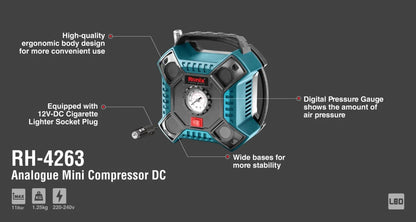 160 PSI, mini air compressor, RONIX RH-4263