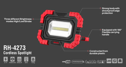 900lm, 3.7v, cordless, spotlight, RONIX RH-4273