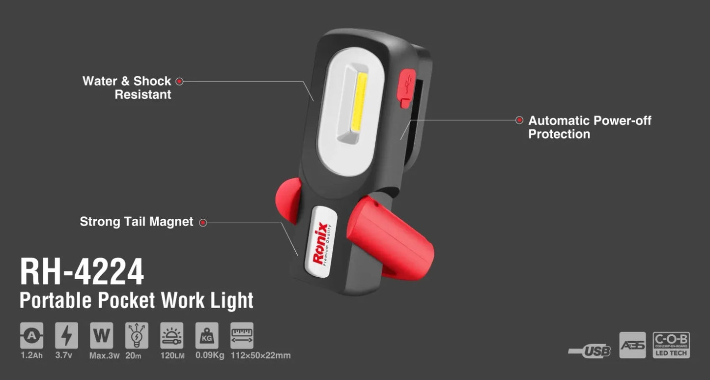 120lm, portable pocket, work light, RONIX RH-4224
