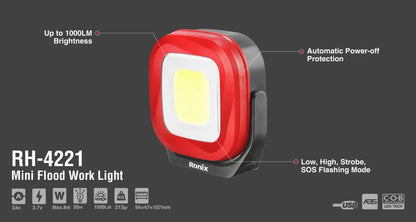 1000lm, mini flood, work light, RONIX RH-4221