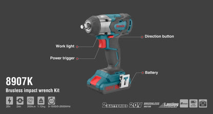 20V, cordless, impact wrench, RONIX 8907K