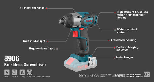 Cordless, screwdriver, impact driver, no battery, RONIX 8906