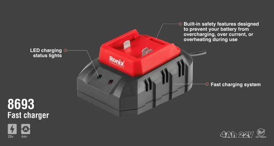 22V, 4A, fast charger, RONIX 8693