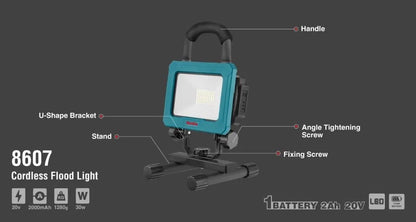 20v, cordless flood light, RONIX 8607