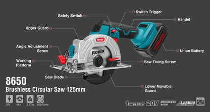 20V, cordless, circular saw, RONIX 8650