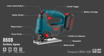 20V, cordless, jigsaw, RONIX 8608