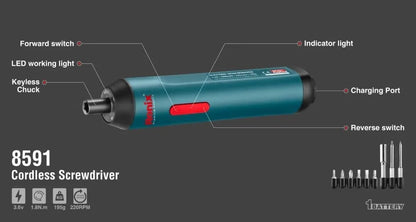2000mAh, cordless screwdriver, RONIX 8591