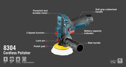 8304 Cordless Polisher, 12V, 2Ah, RONIX