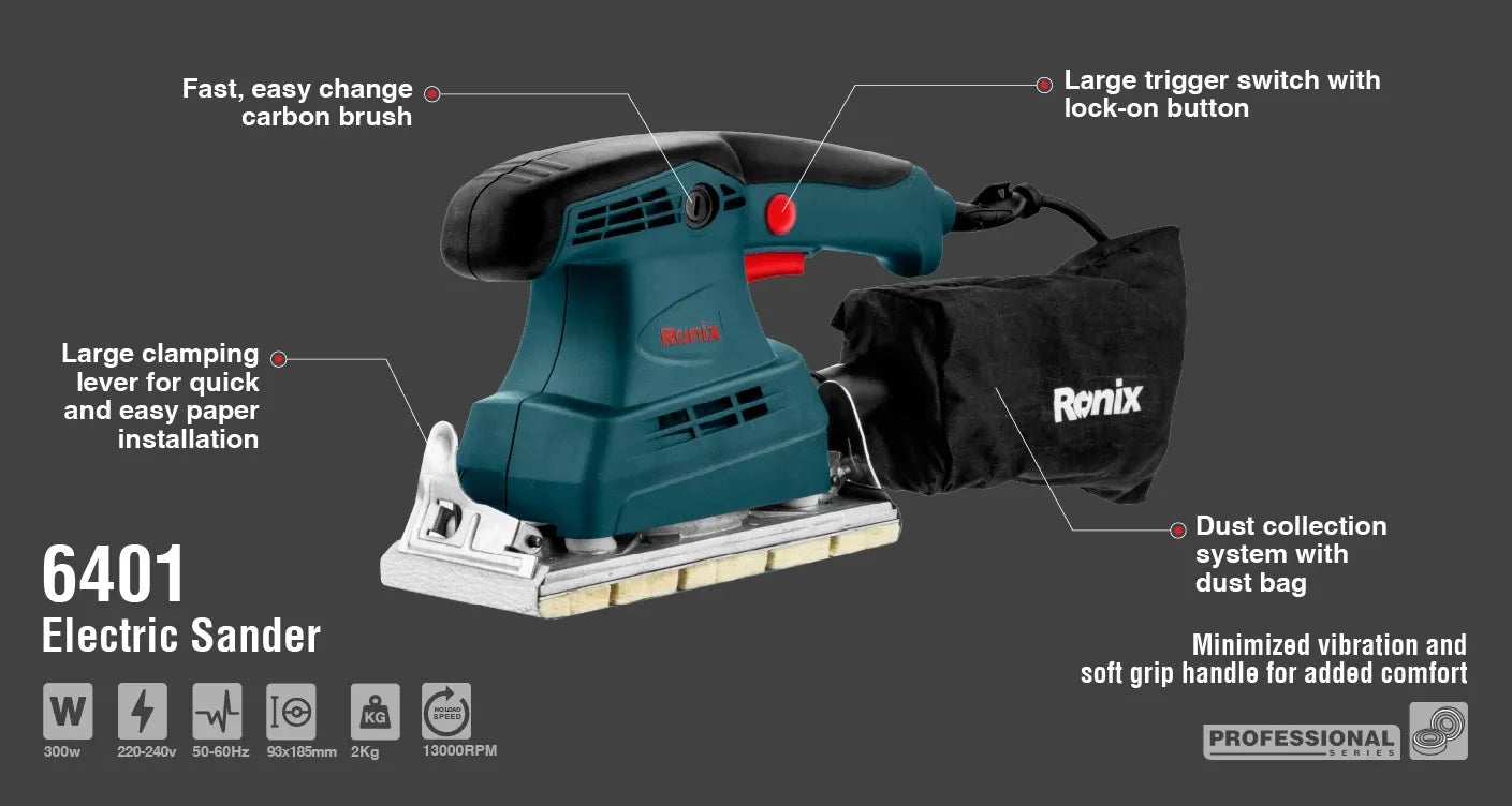 300W, orbital sander, RONIX 6401