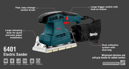 300W, orbital sander, RONIX 6401