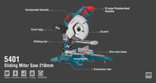 210mm, 1500W, compound, sliding, miter saw, RONIX 5401