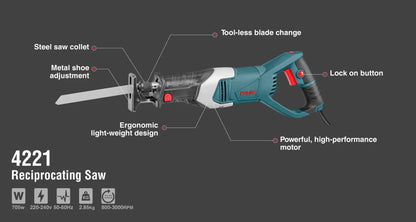 705W-3000RPM, reciprocating saw, brushless motor, RONIX 4221
