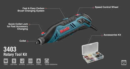 130W, rotary tool kit, RONIX 3403